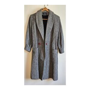 Noble Fashions Womwn's Lined Gray Herringbone Wool Blend Coat Sz XL